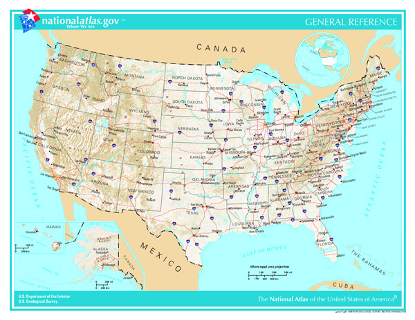 Large administrative and topographical map of the USA.