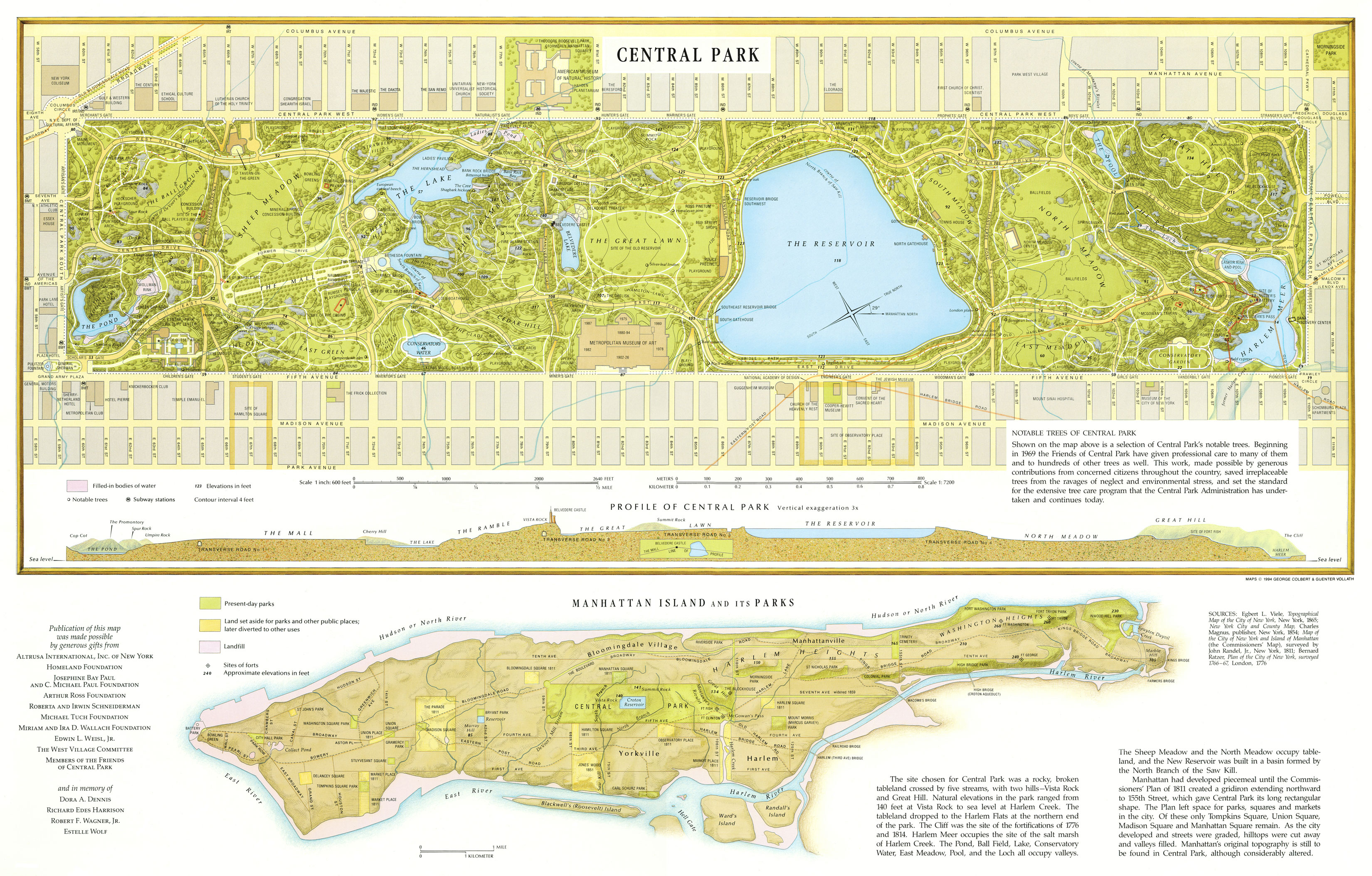 Large detailed map of Central Park, Manhattan, NYC. Central Park large