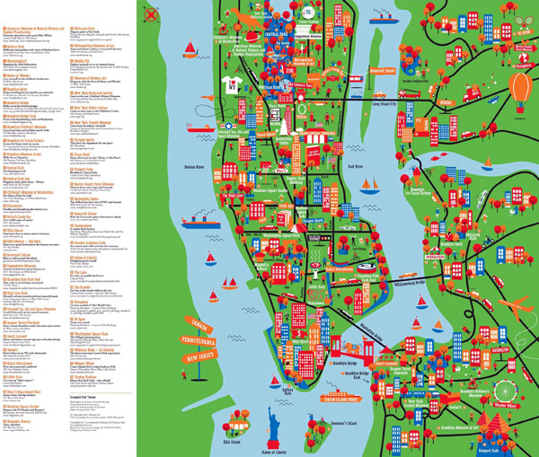 Large detailed New York tourist attractions map. New York city large detailed tourist attractions map. Large detailed New York tourist attractions map.