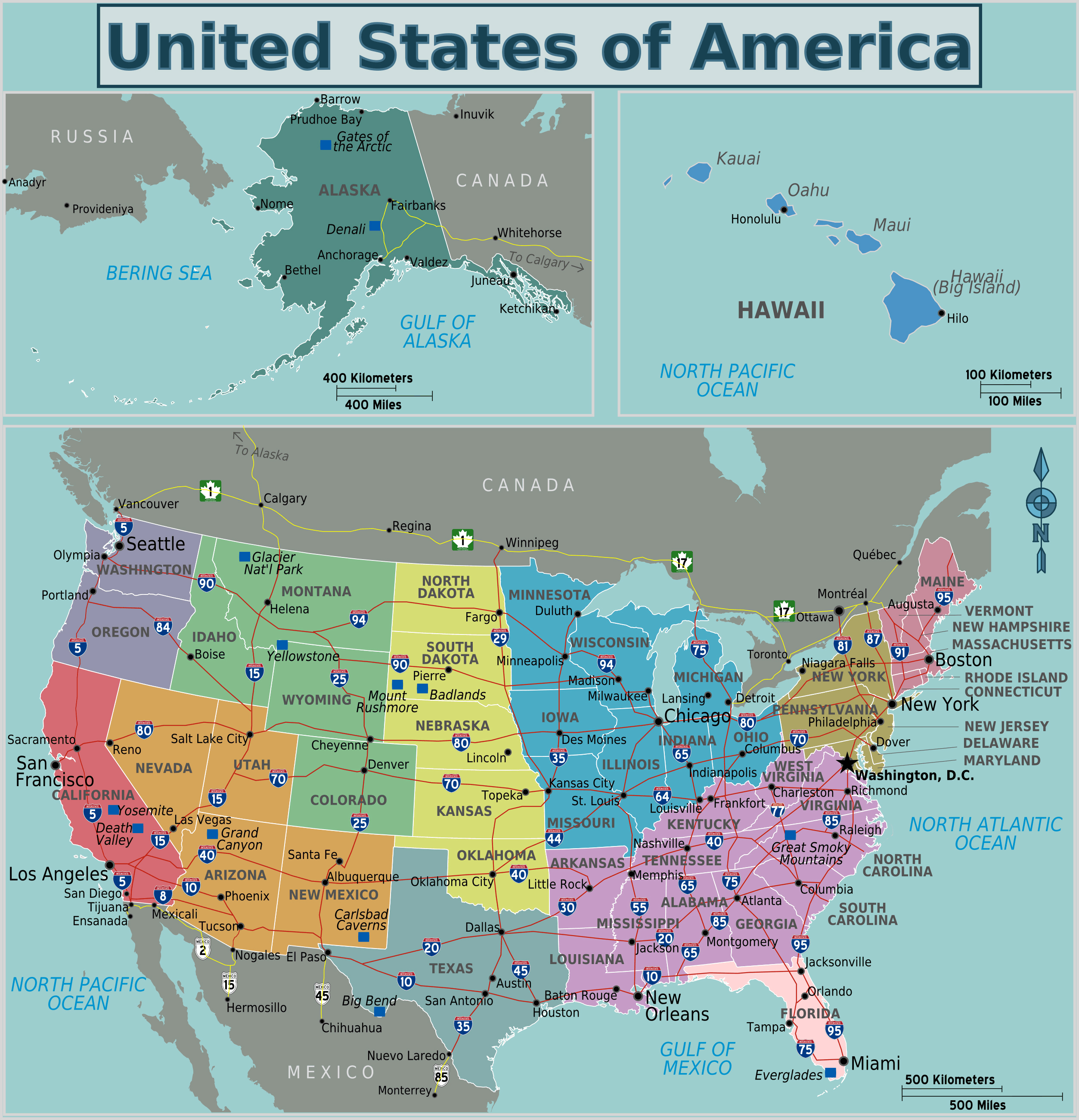 Large Detailed Regions Map Of The Usa The Usa Large Detailed