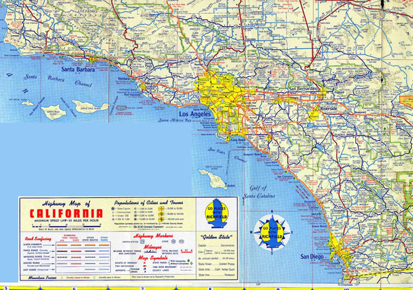 Large detailed road map of Los Angeles region.