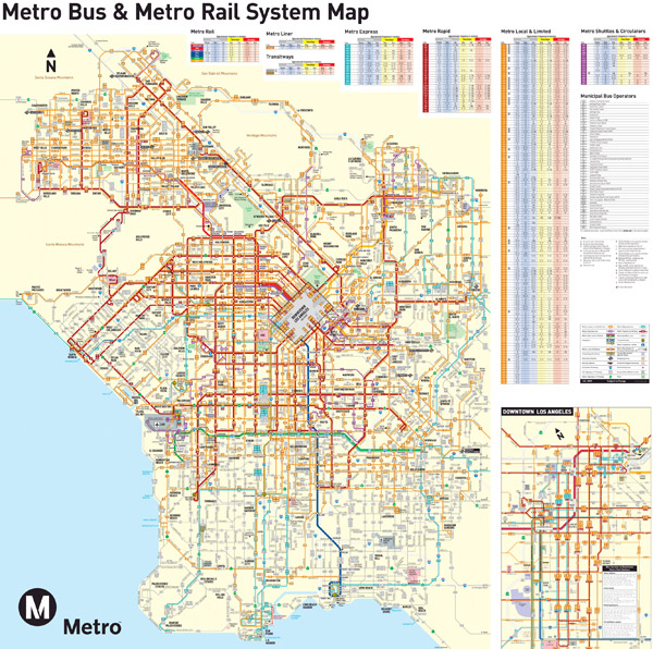 Large detailed transport map of Los Angeles city.