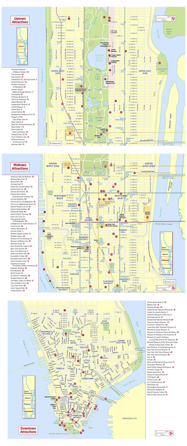 Large tourist attractions map of New York city.