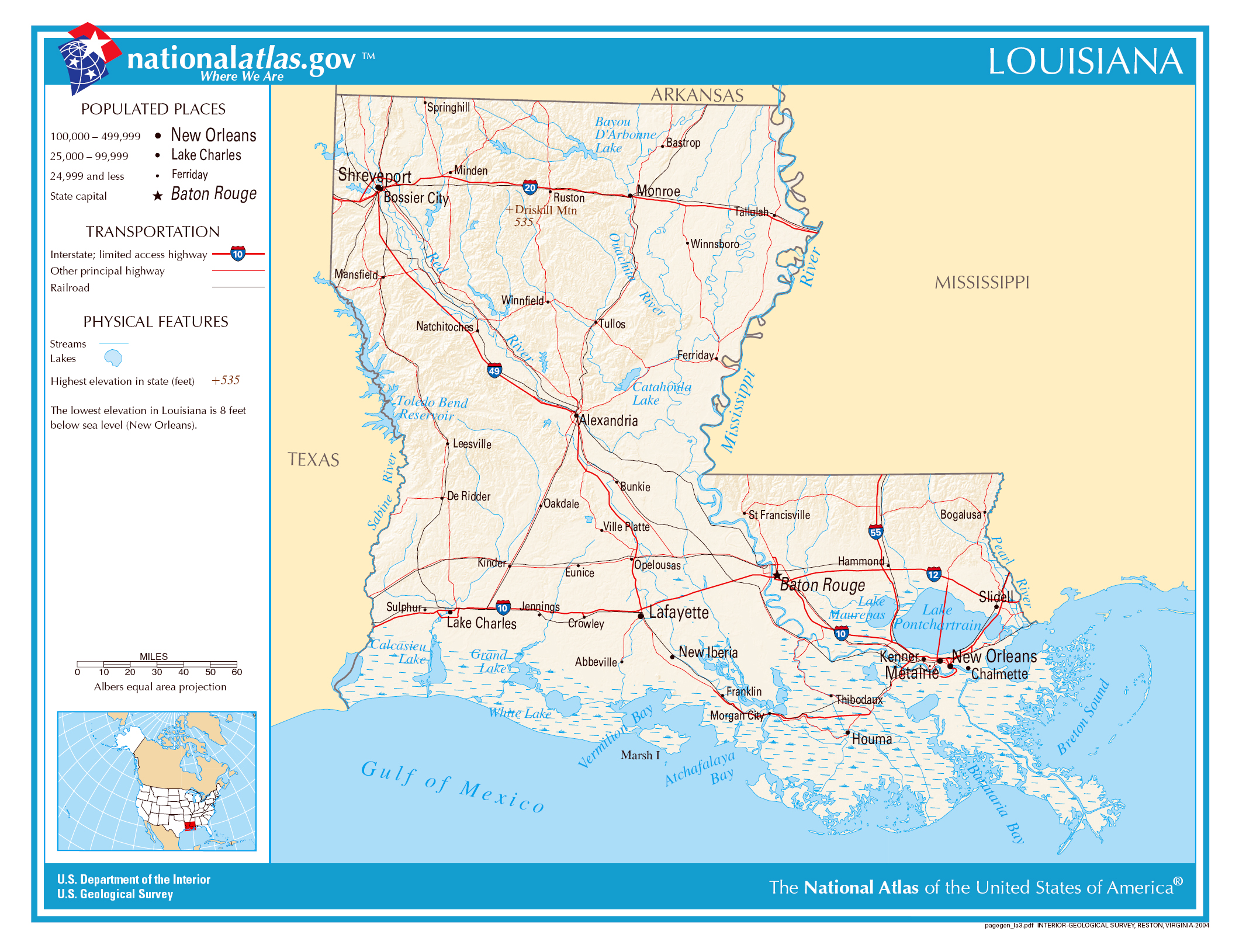 Large detailed map of Louisiana state. Louisiana state large detailed
