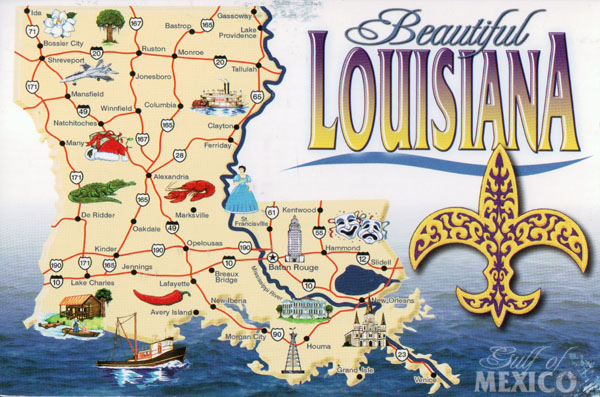 Large tourist map of Louisiana state.