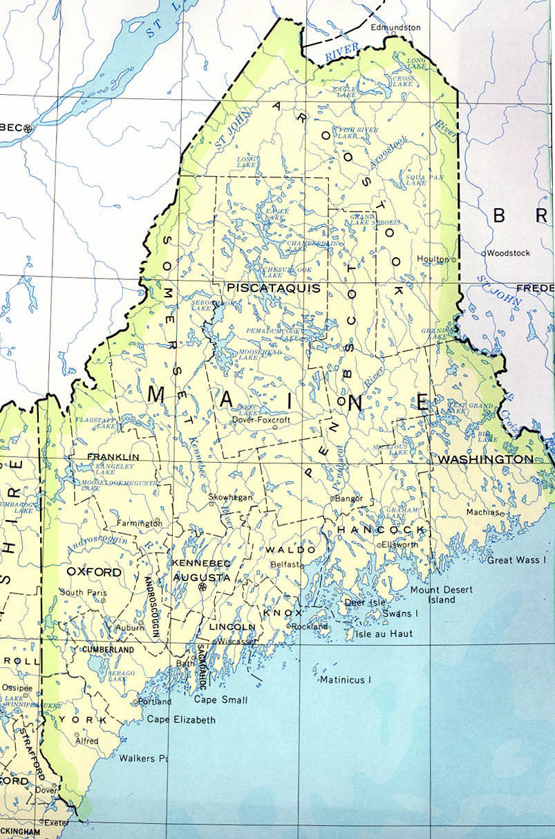 Detailed map of Maine state. Maine state detailed map  Vidiani.com 