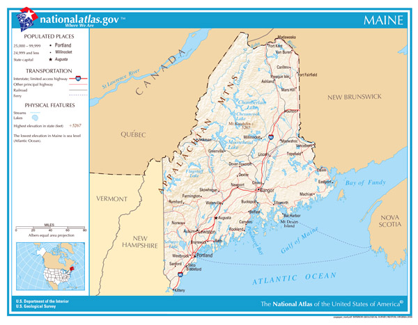 Large detailed map of Maine state. Maine state large detailed map.