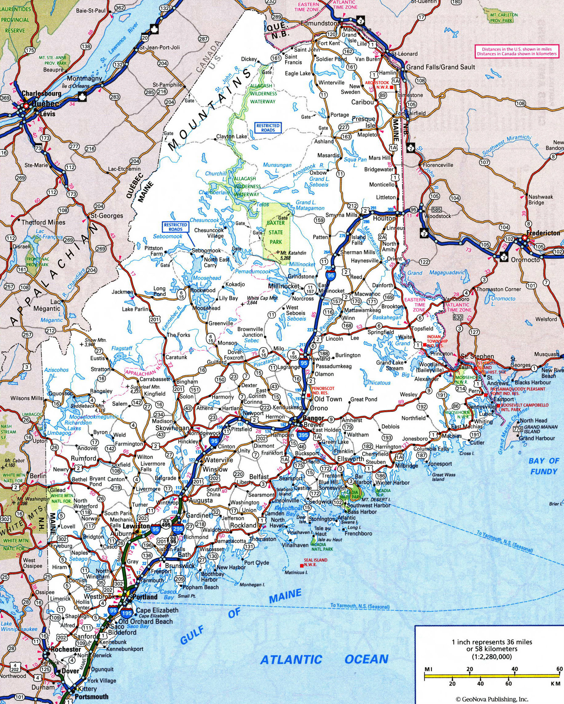 Large Detailed Roads And Highways Map Of Maine With All Cities