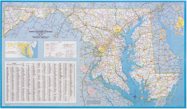 Large detailed highway map of Maryland state - 1980.