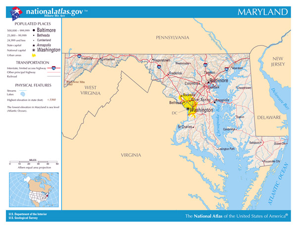 Large detailed map of Maryland state. Maryland state large detailed map.