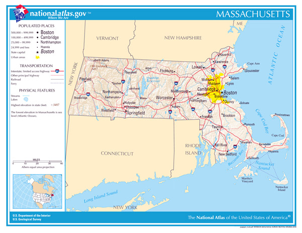 Large detailed map of Massachusetts state. Massachusetts state large detailed map.