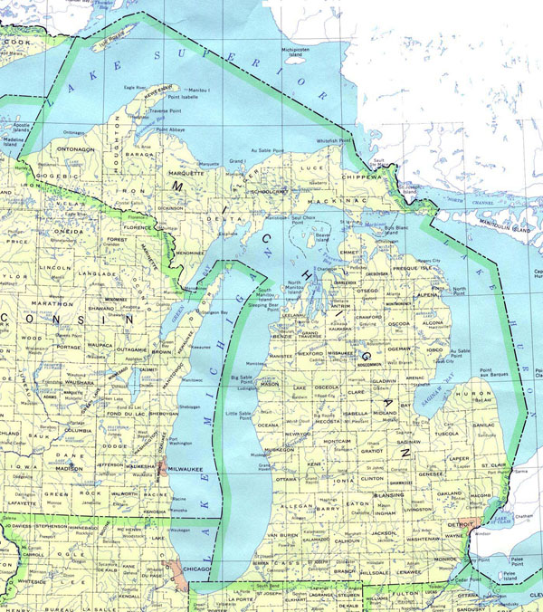 Detailed map of Michigan state. Michigan state detailed map.