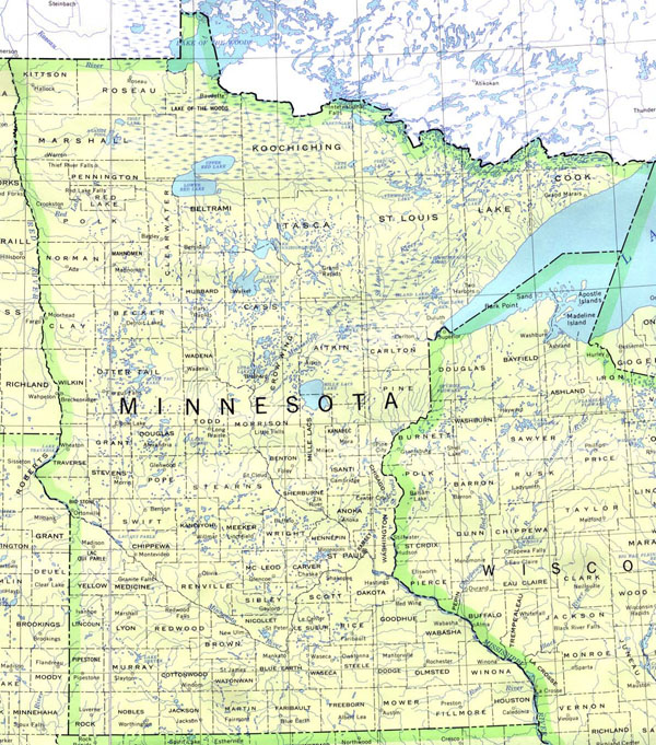 Detailed map of Minnesota state. Minnesota state detailed map.