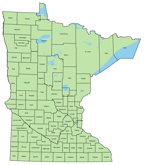 Large administrative map of Minnesota. Minnesota large administrative map.