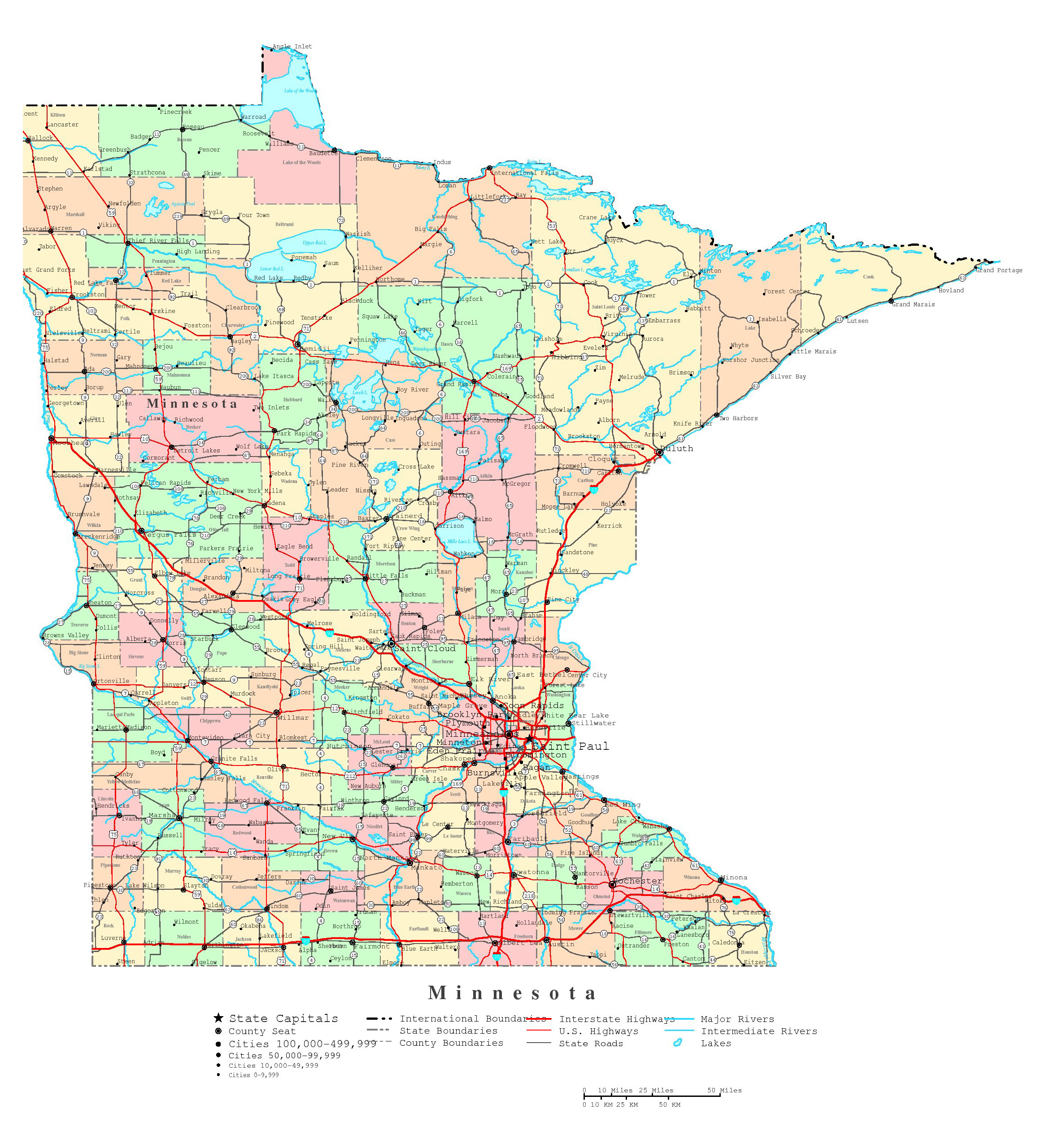 Printable Map Of Minnesota