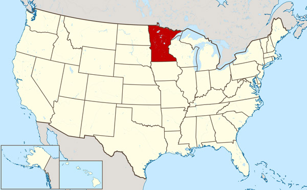 Large detailed location map of Minnesota state.