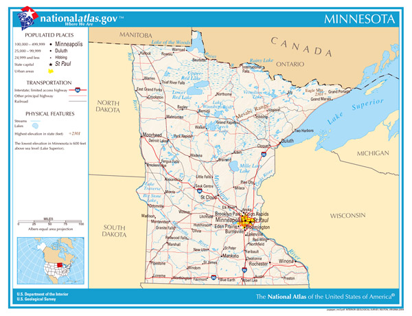 Large detailed map of Minnesota state. Minnesota state large detailed map.