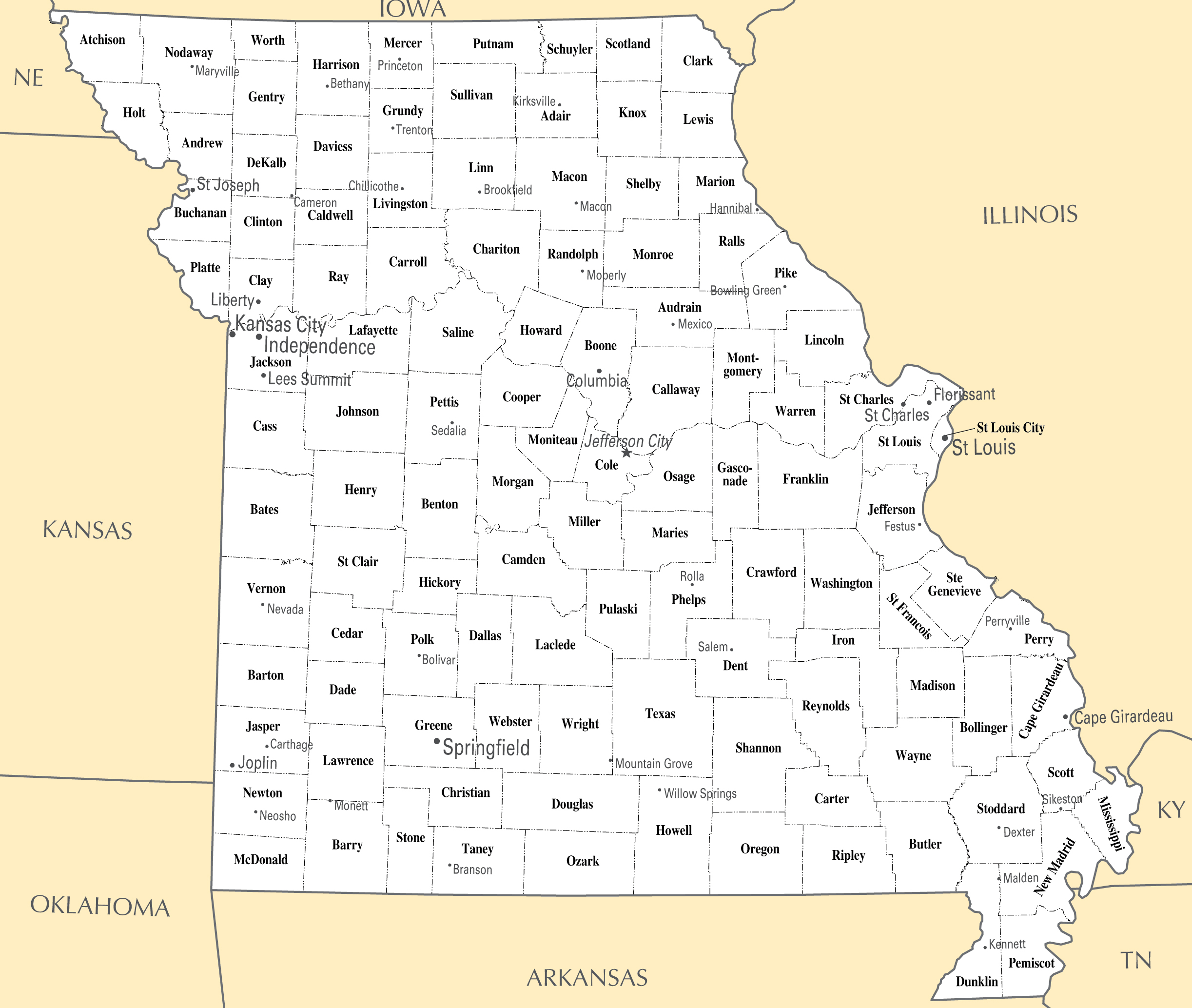 Printable Map Of Missouri Printable Word Searches