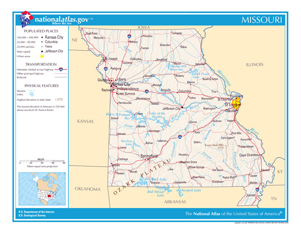 Large detailed map of Missouri state. Missouri state large detailed map.