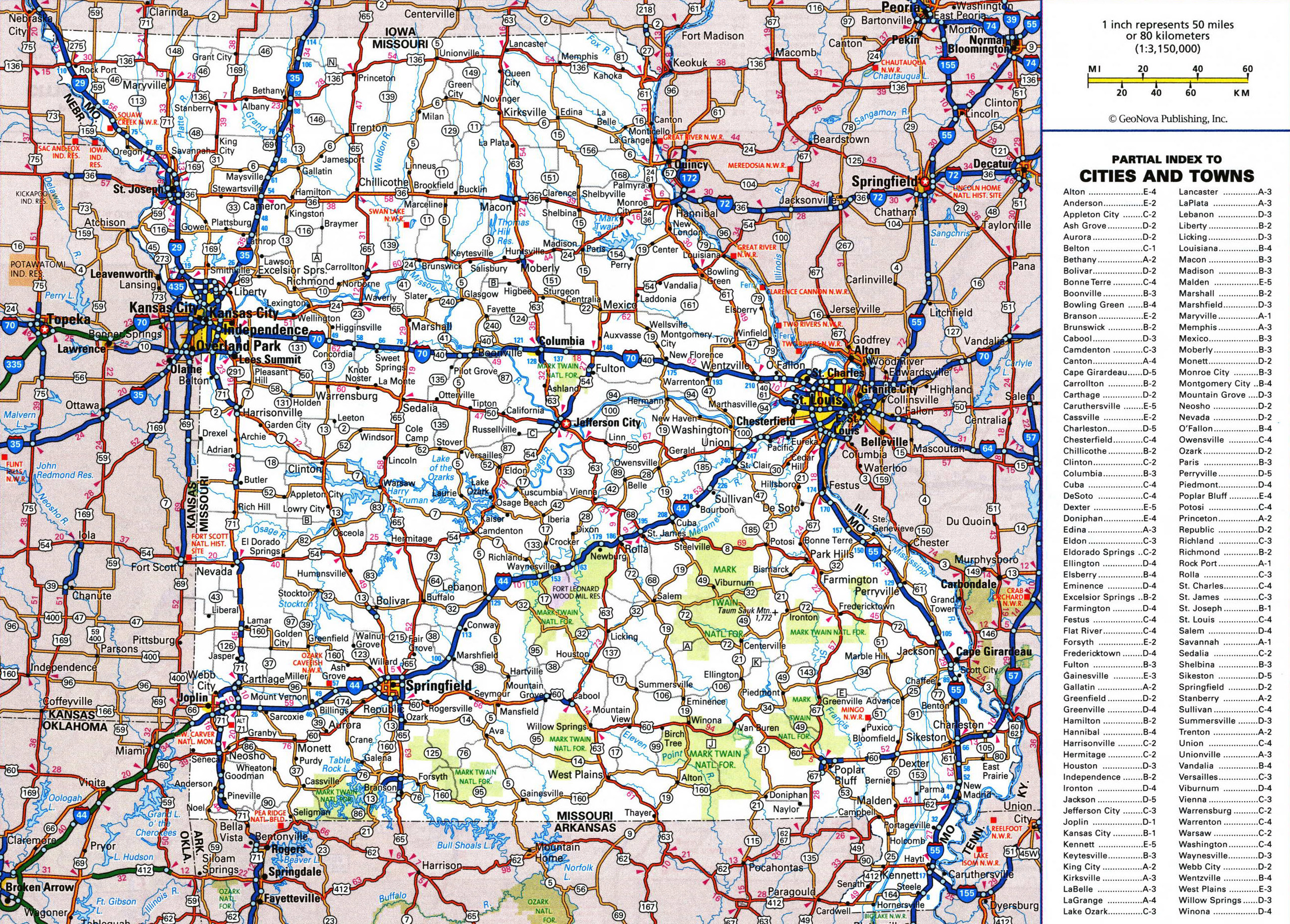 Large Detailed Roads And Highways Map Of Missouri State With