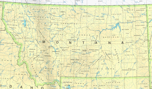 Detailed map of Montana state. Montana state detailed map.