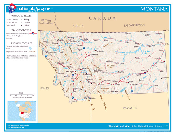 Large detailed map of Montana state. Montana state large detailed map.