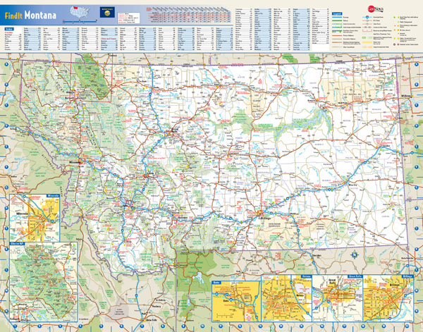 Large detailed roads and highways map of Montana state with national parks and all cities.