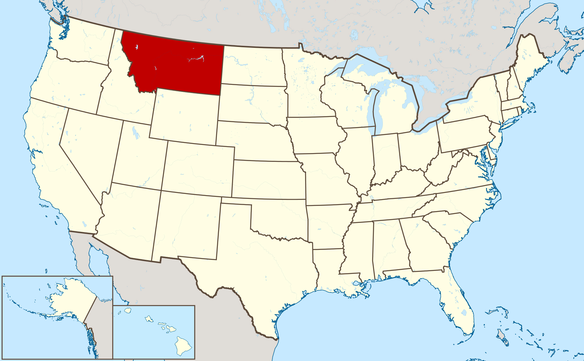 Large location map of Montana state. Montana state large location map Maps of