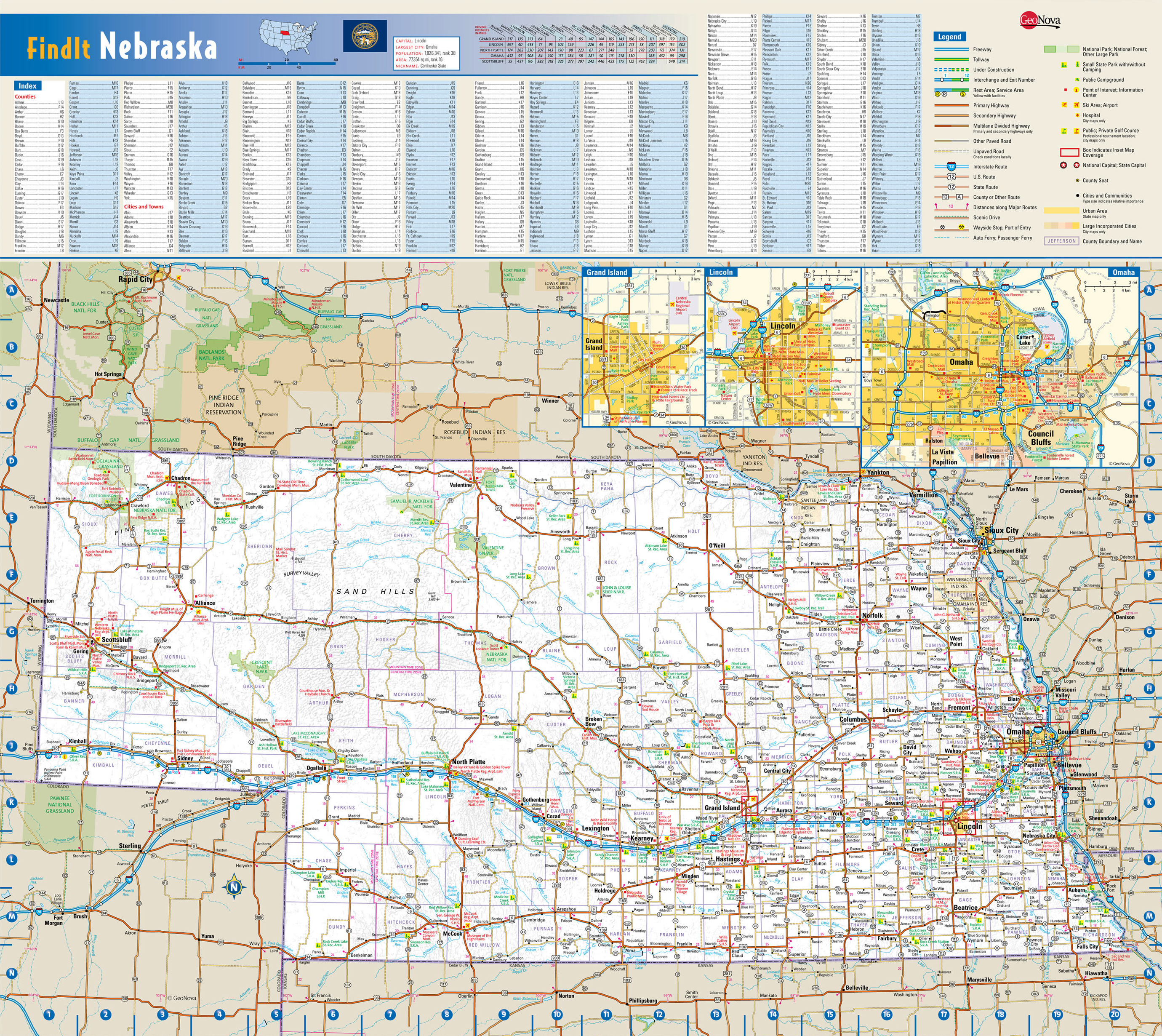 Large Detailed Roads And Highways Map Of Nebraska State With