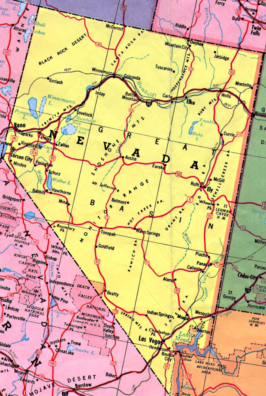Detailed Map Of Nevada State With Highways Nevada State Detailed