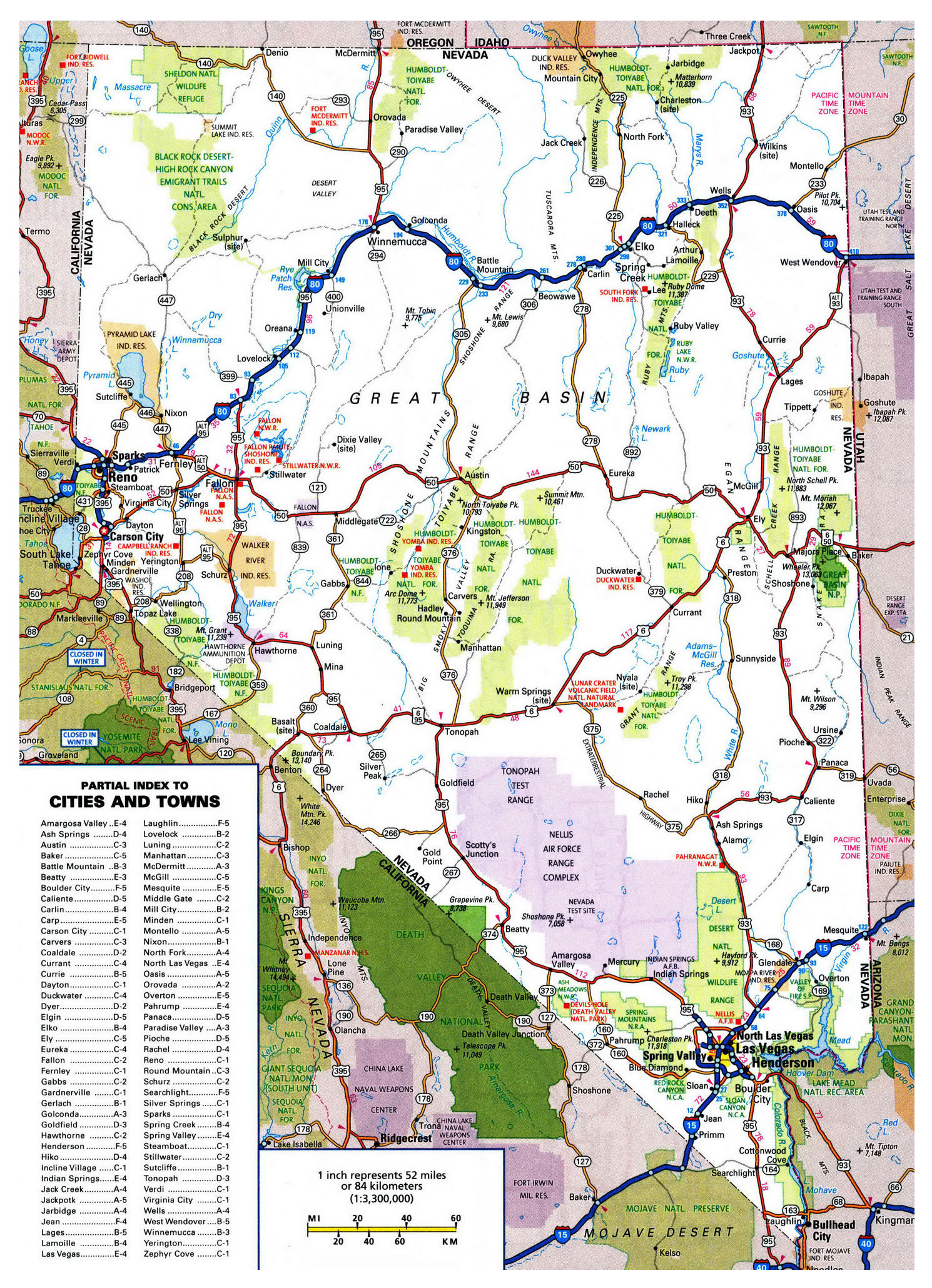 Large Roads And Highways Map Of Nevada State With National Parks
