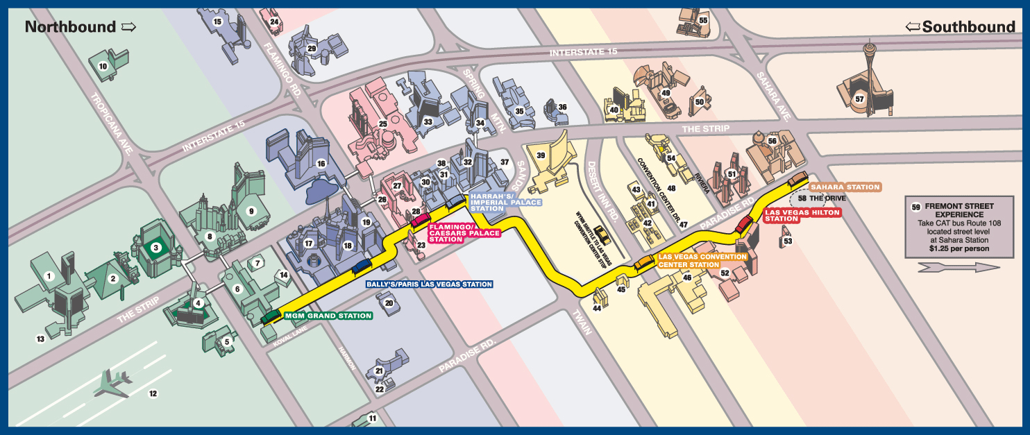 Detailed Las Vegas city strip map. Las Vegas detailed strip map 