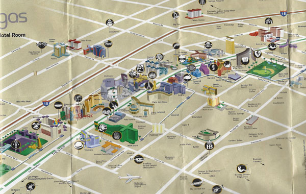 Large detailed Las Vegas downtown map.