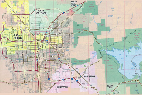 Large detailed road map of Las Vegas city.