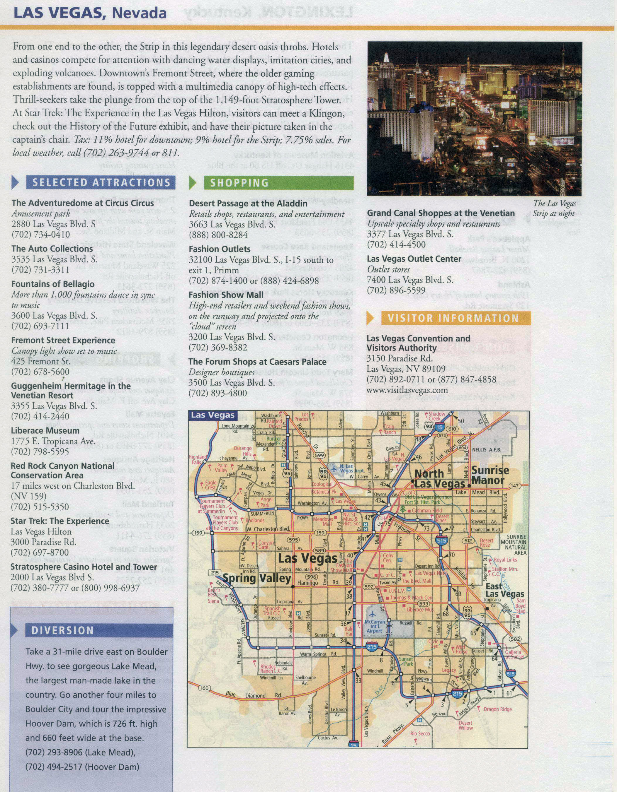 Large infobox of Las Vegas city with road map | Vidiani.com | Maps of