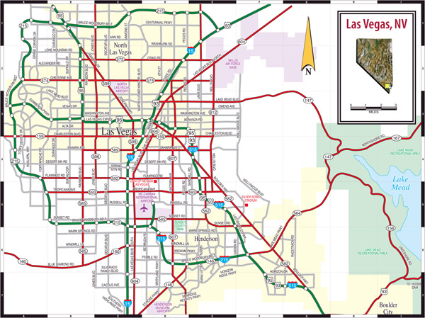Large road map of Las Vegas city. Las Vegas large road map.