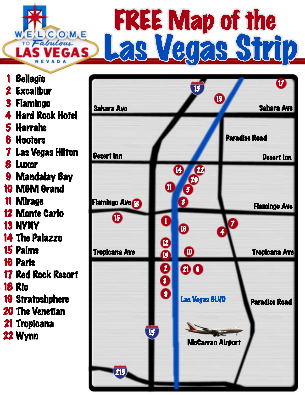 Map Of The Las Vegas Strip 