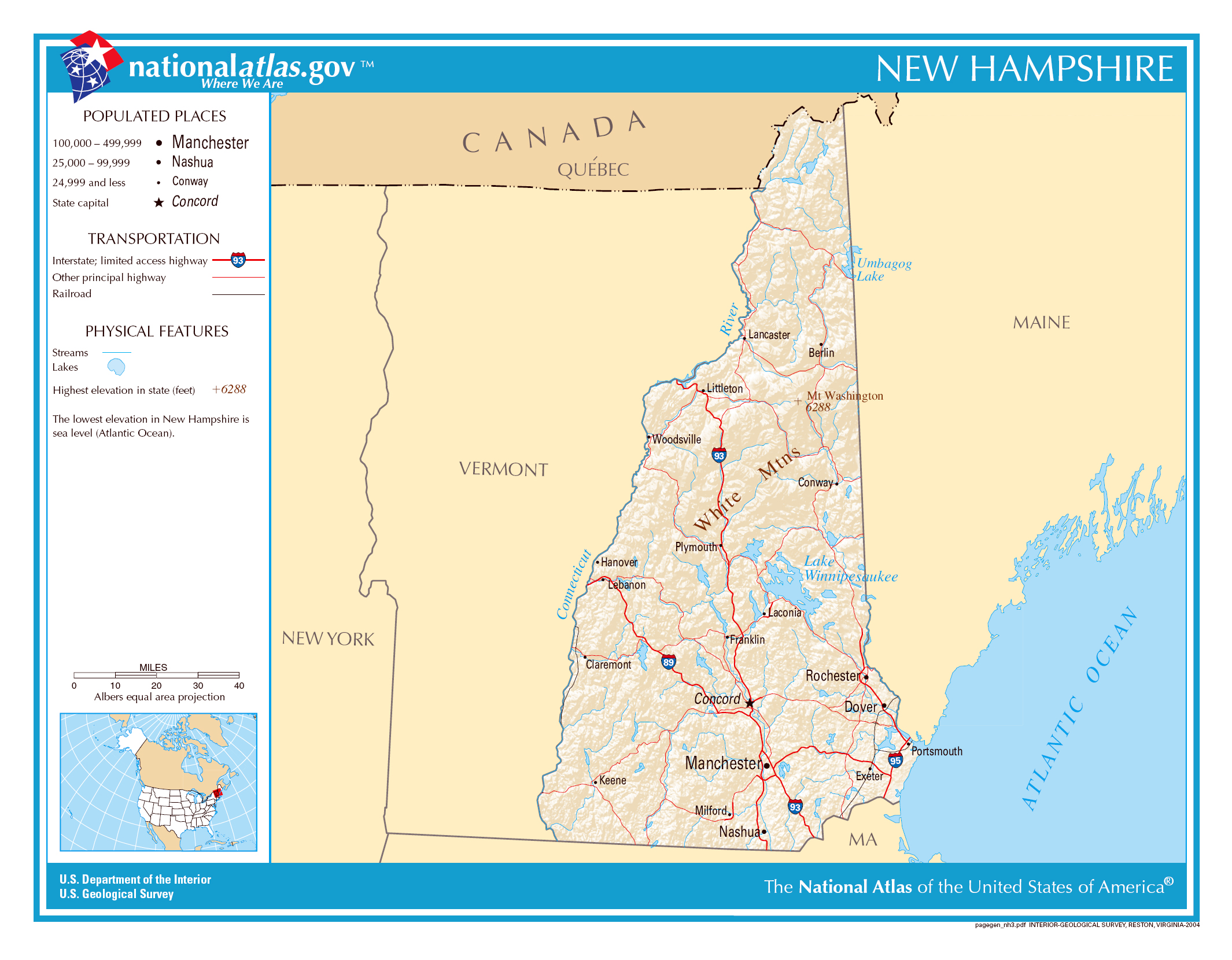 Large detailed map of New Hampshire state. New Hampshire state large detailed map