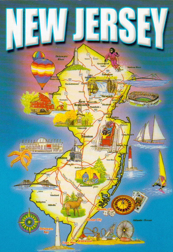 Detailed tourist map of New Jersey state.