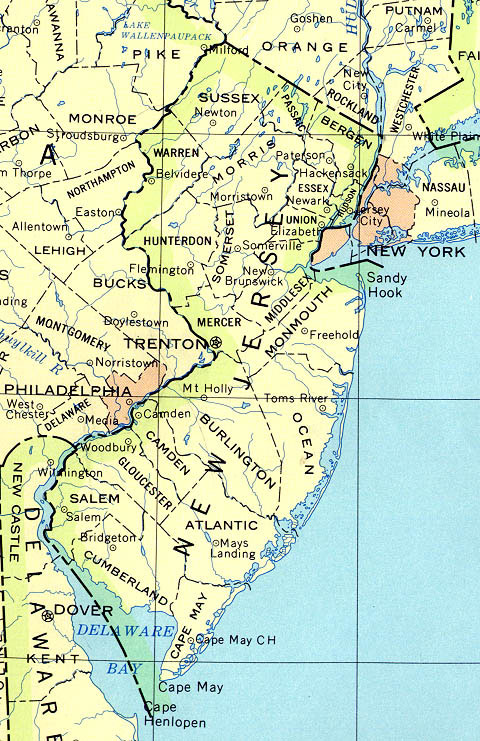 Map of New Jersey state. State of New Jersey map.