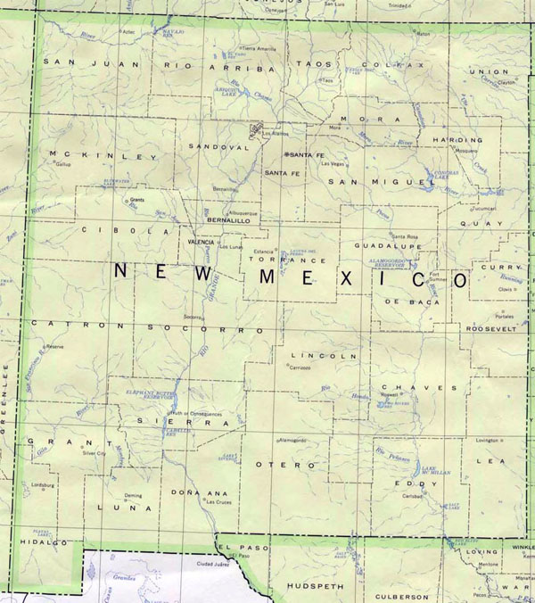Detailed map of New Mexico state. New Mexico state detailed map