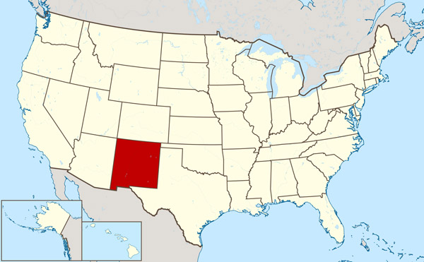 Large location map of New Mexico state.