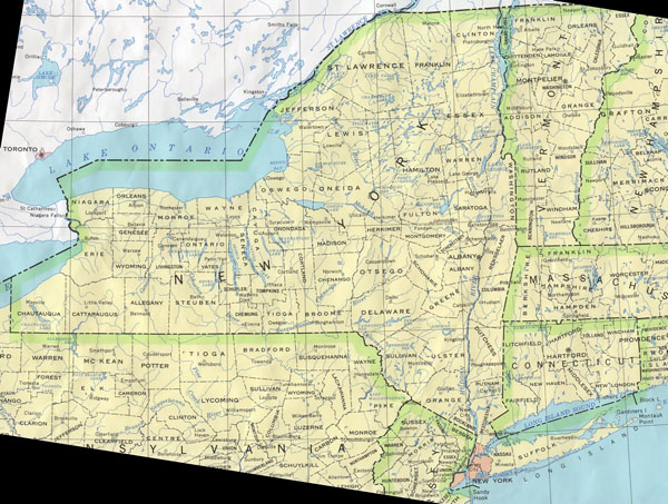 Detailed map of New York state. New York state detailed map.