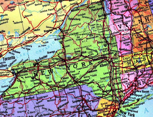 Large map of New York state with highways.