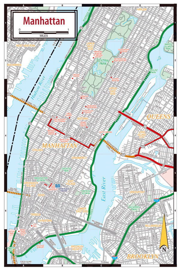 Manhattan streets map. Streets map of Manhattan Maps of