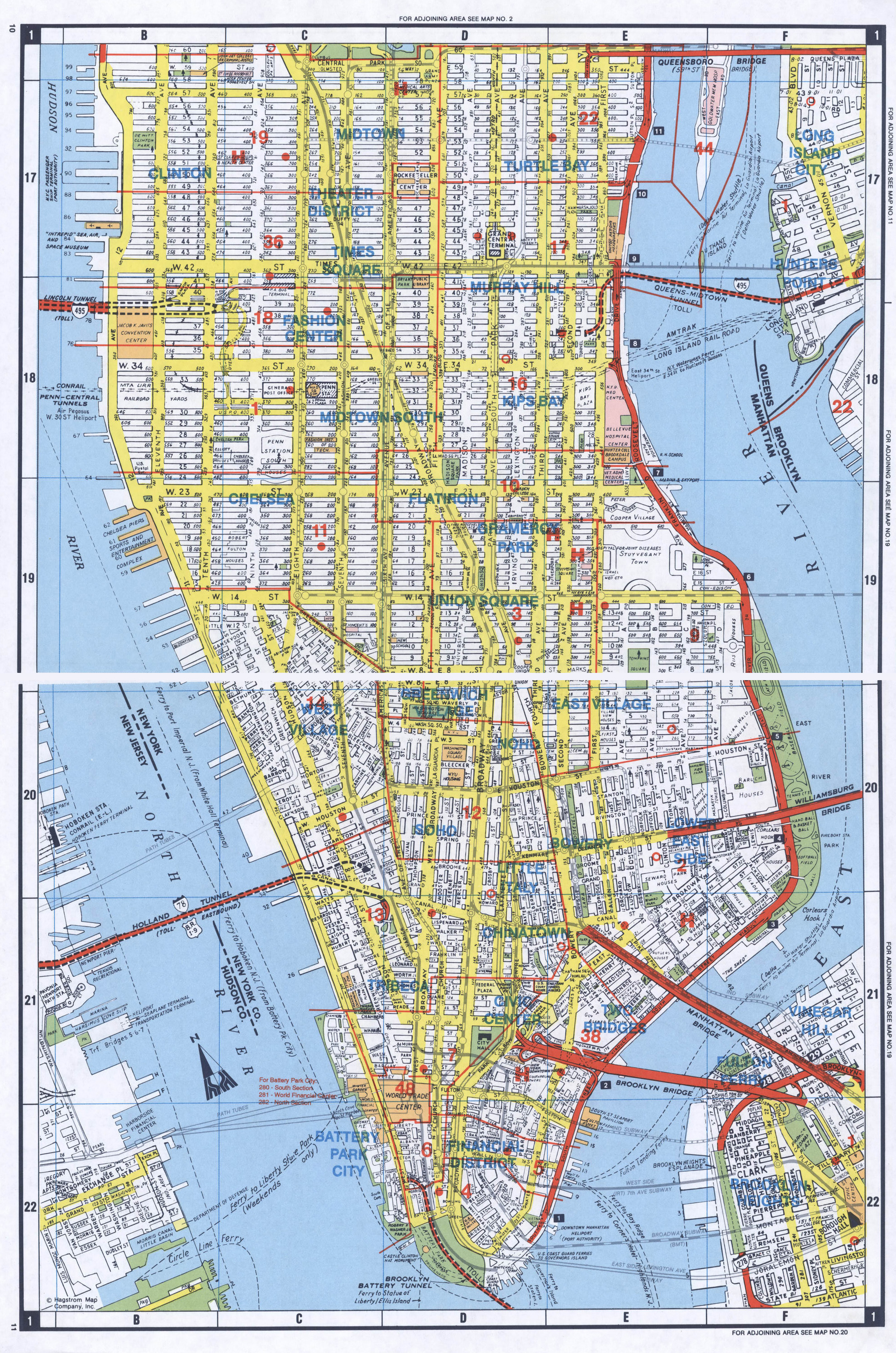 Large detailed road map of South Manhattan, NYC | Vidiani.com | Maps of