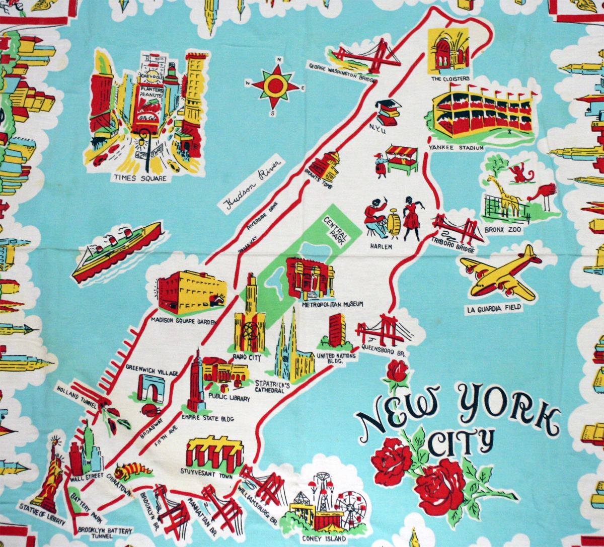 Large illustrated tourist map of new york city vidiani.com maps of all countries in one place.
