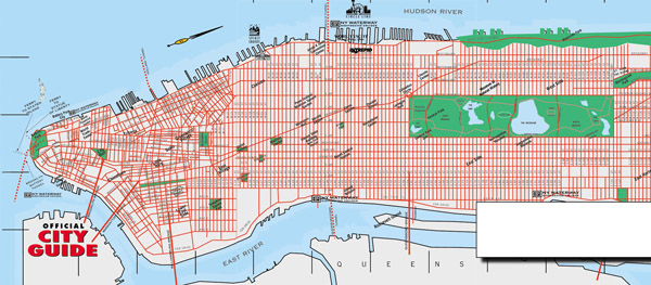 Road map of Manhattan. Manhattan road map.