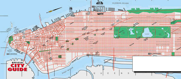 Road map of Manhattan. Manhattan road map.