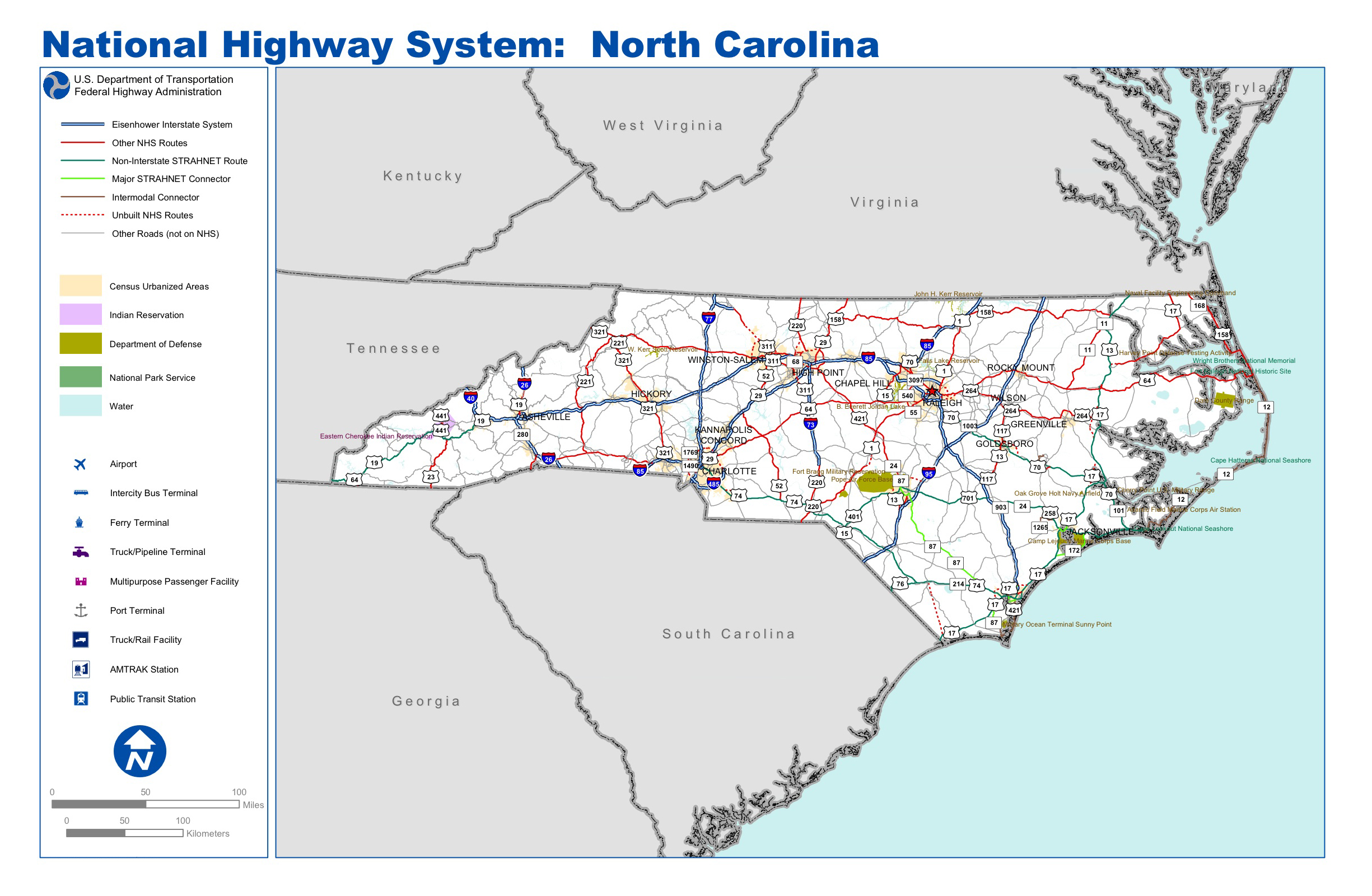 Detailed Highways System Map Of North Carolina Maps Of